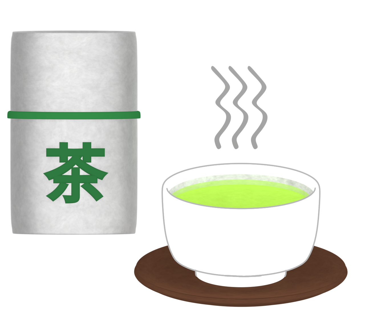 茶筒とお茶のイラスト