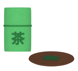 茶筒と茶葉のイラスト
