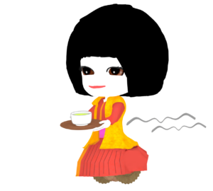 からくり 茶運び人形のイラスト