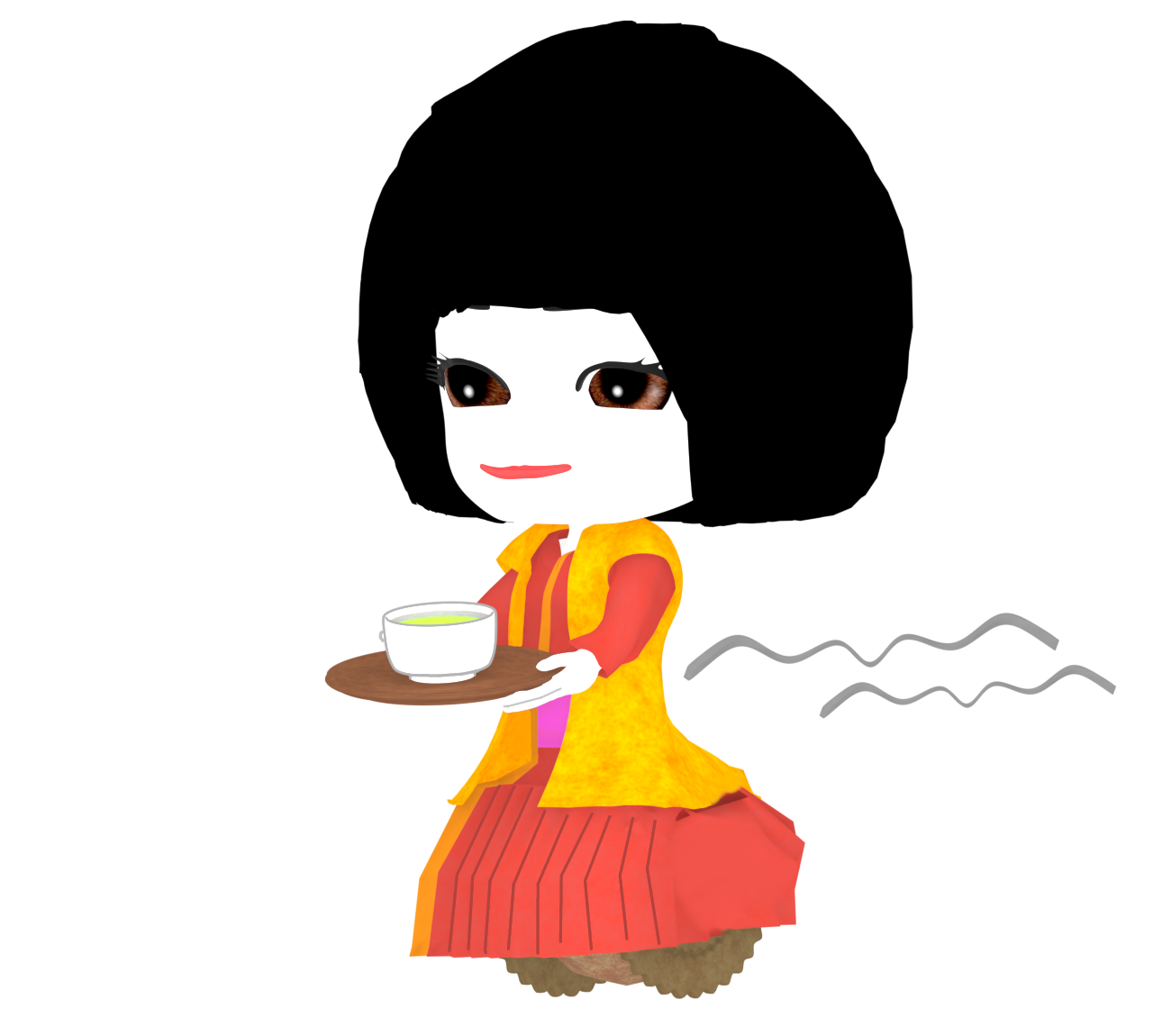 からくり 茶運び人形のイラスト