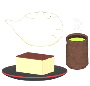 お茶とカステラのイラスト