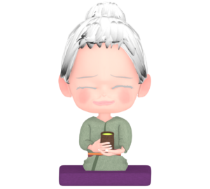 お茶を飲むおばあちゃんのイラスト