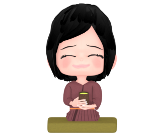 お茶を飲む茶道の女性のイラスト
