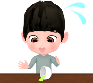 お茶をこぼす男性のイラスト