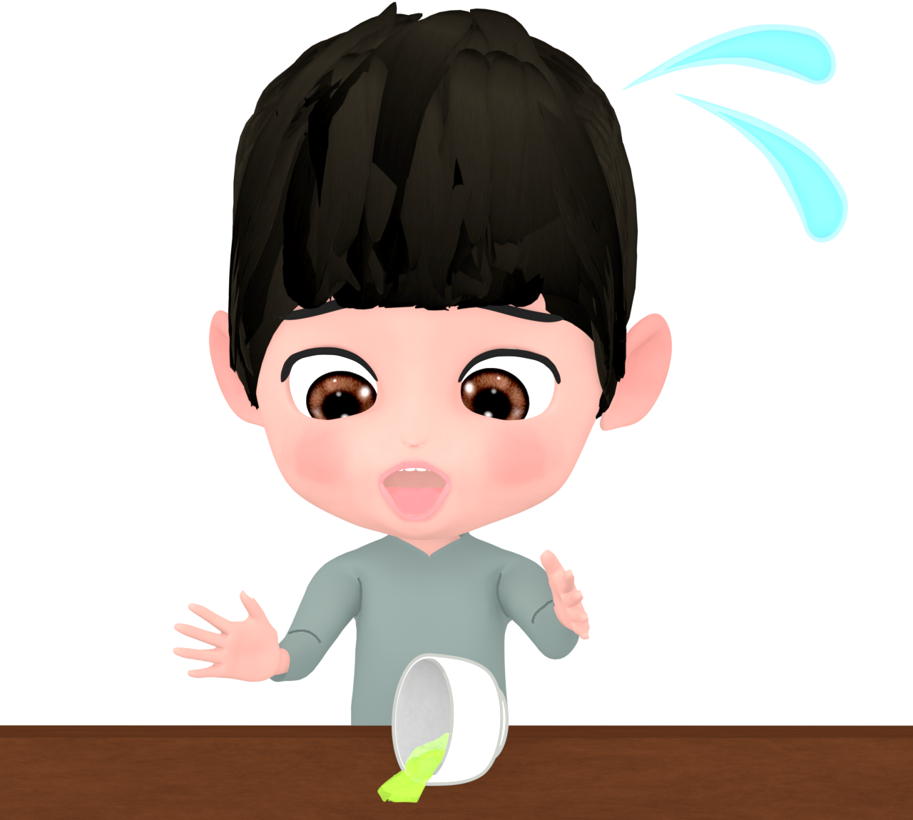 お茶をこぼす男性のイラスト