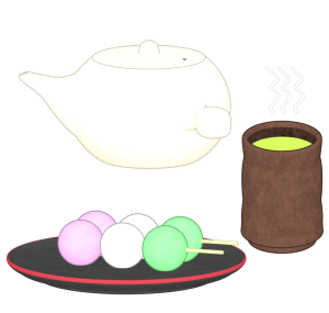 お茶と三色団子のイラスト