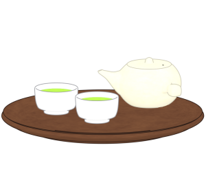 お盆に乗せたお茶のイラスト