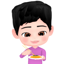 焼きそばを食べる人のイラスト