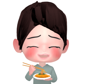 焼きそばを食べる人のイラスト