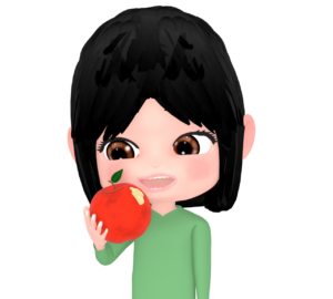 りんごをかじる女性のイラスト