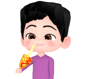 チーズドッグを食べる人のイラスト