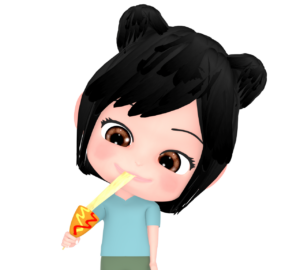 チーズドッグを食べるかわいい女の子のイラスト
