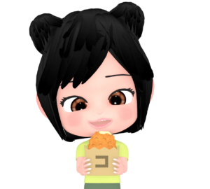 コロッケを食べる女の子のイラスト
