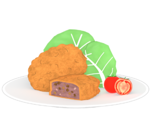 かわいいメンチカツのイラスト