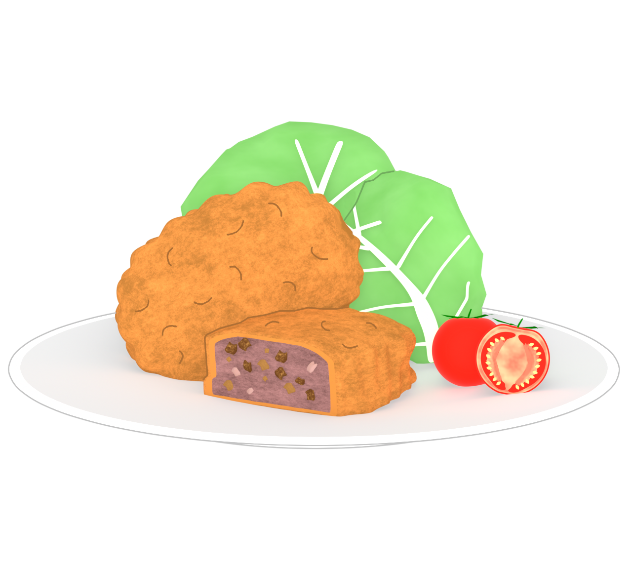 かわいいメンチカツのイラスト