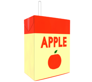 斜めから見るリンゴジュースの紙パックのイラスト