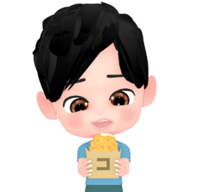 コロッケを食べるイラスト