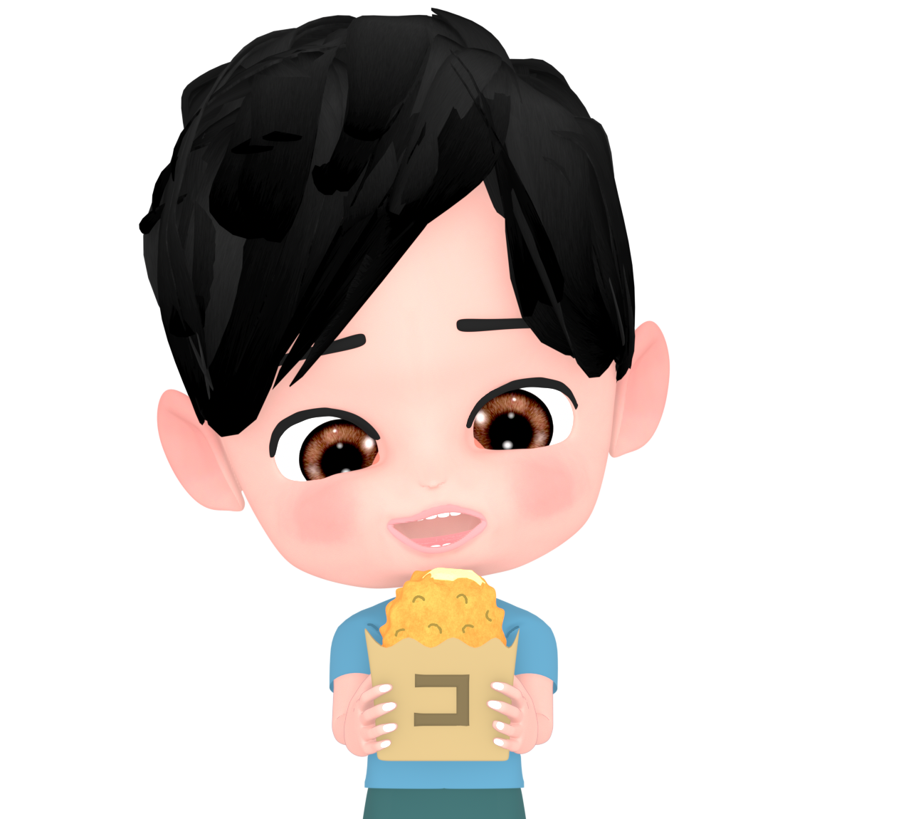 コロッケを食べるイラスト
