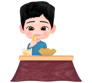 みかんを食べるイラスト