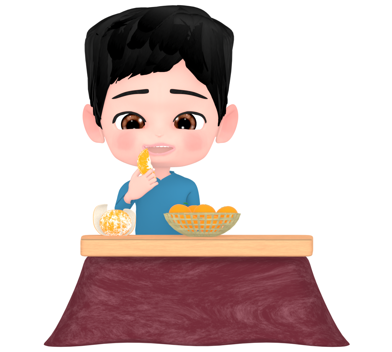 みかんを食べるイラスト