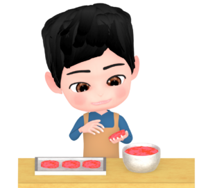 ハンバーグを作るイラスト