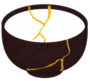 金継ぎをする茶碗のイラスト