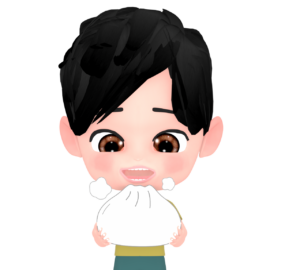 肉まんを食べる男の子のイラスト