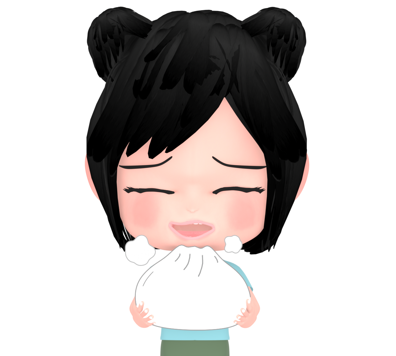 肉まんを食べる女の子のイラスト