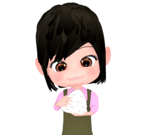 おにぎりを作る女性のイラスト
