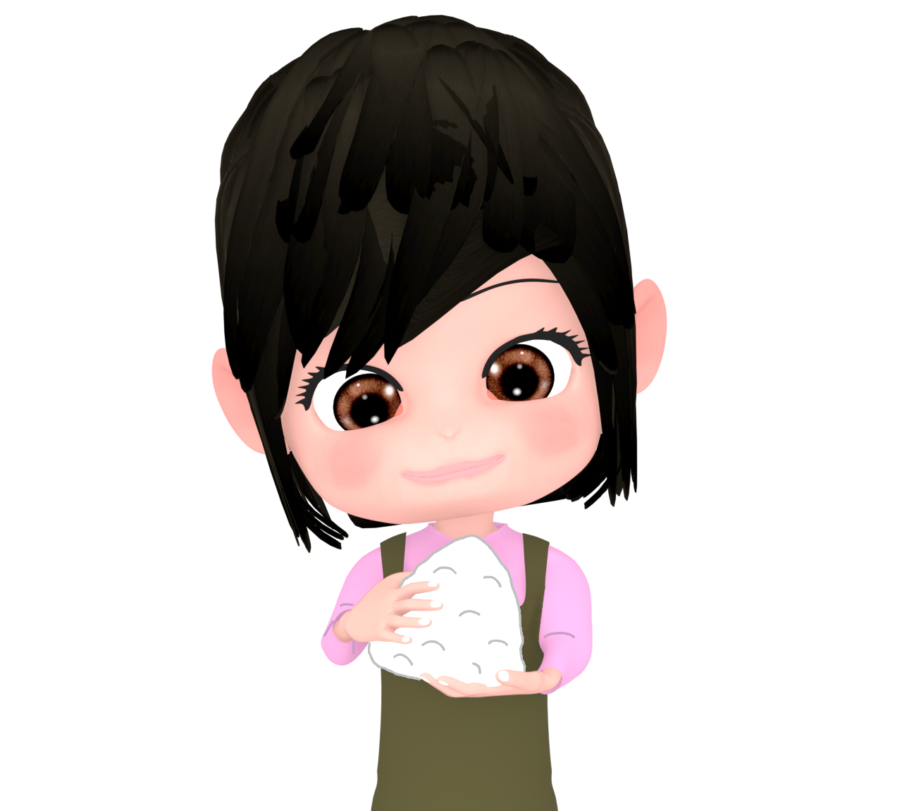 おにぎりを作る女性のイラスト
