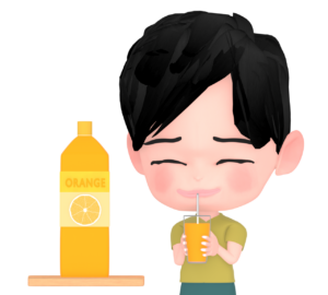 オレンジジュースを飲む子供のイラスト