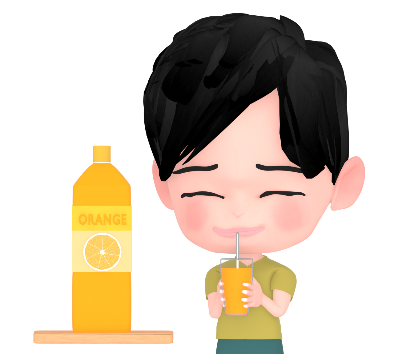 オレンジジュースを飲む子供のイラスト