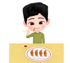 餃子を食べる人のイラスト