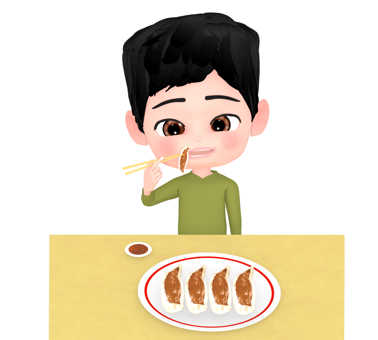 餃子を食べる人のイラスト