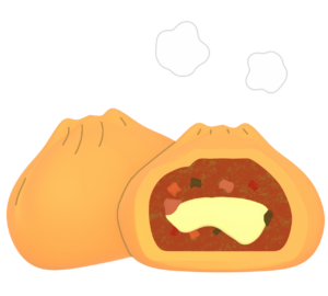 ピザまん チーズのイラスト
