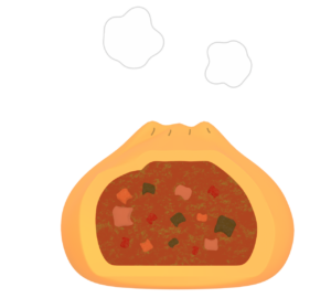 ピザまんの断面のイラスト
