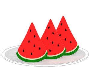 お皿にのるスイカのイラスト