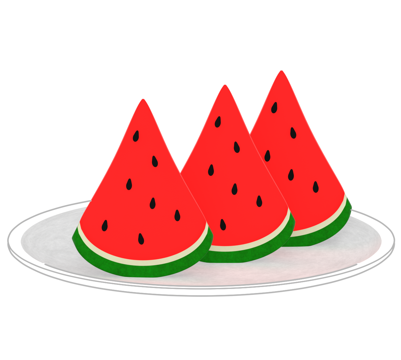 お皿にのるスイカのイラスト