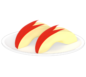 ウサギ型に切ったりんごのイラスト