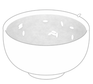 ご飯粒がついた茶碗のイラスト
