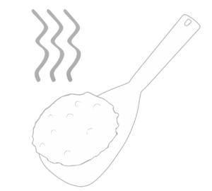 ご飯をよそうしゃもじのイラスト