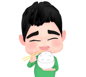 ご飯をかきこむイラスト
