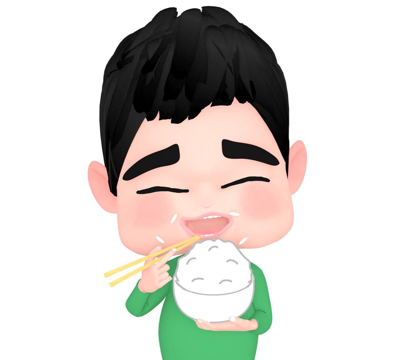 ご飯をかきこむイラスト
