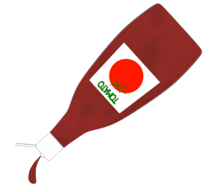 絞り出すトマトケチャップのイラスト