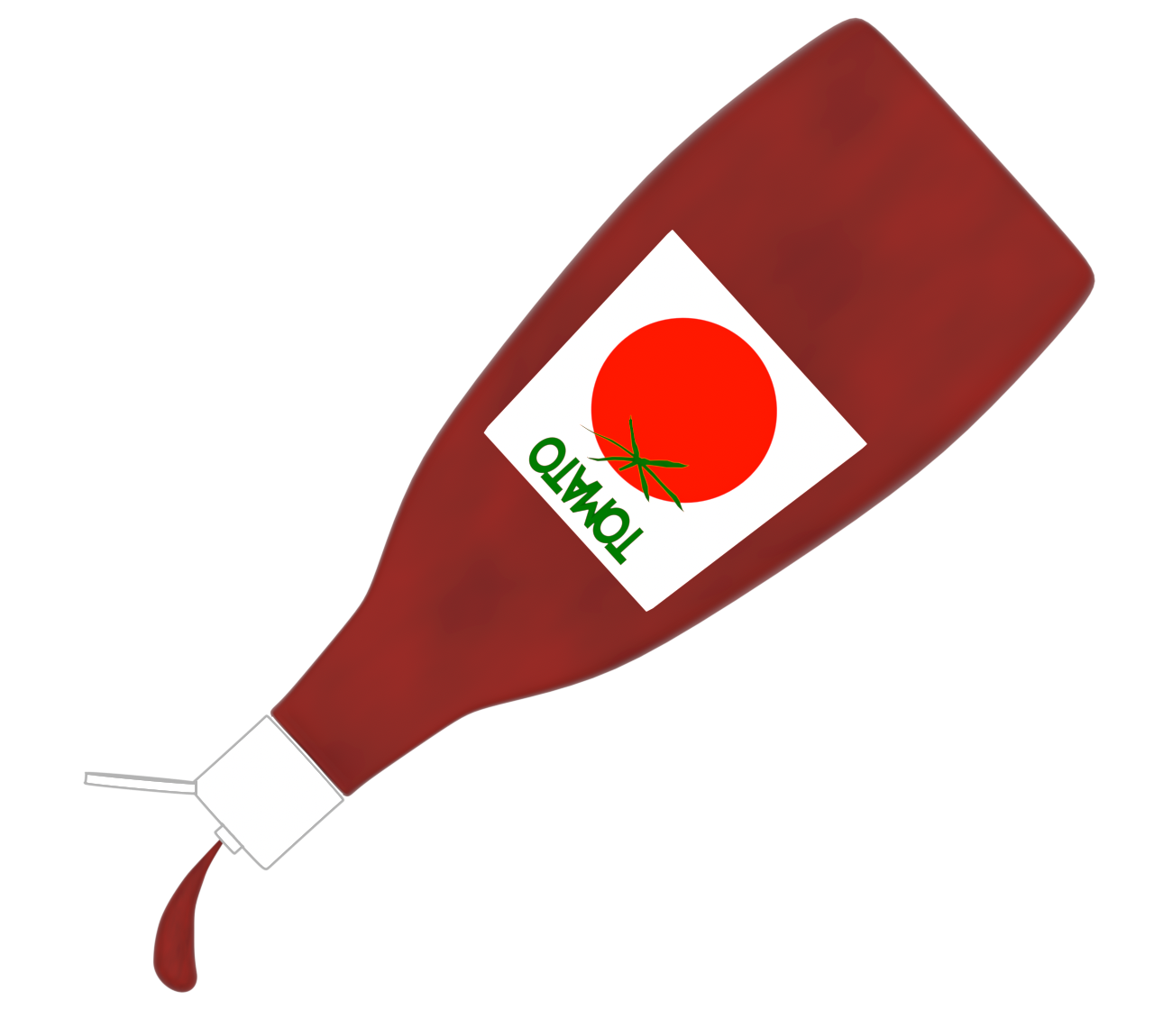 絞り出すトマトケチャップのイラスト