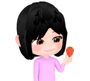 いちごを食べる女性のイラスト