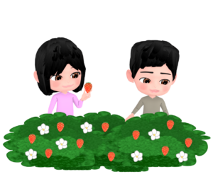 いちご狩りのイラスト