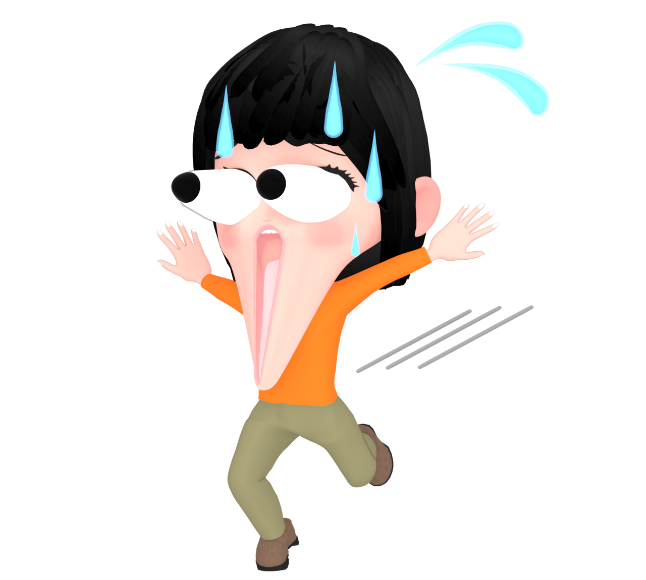 びっくりして目玉が飛び出す女性のイラスト