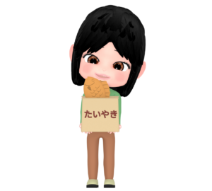 たい焼きを買う女性のイラスト