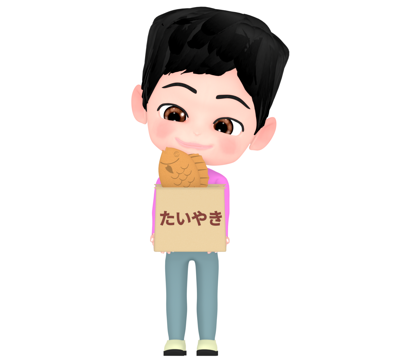 たい焼きを持つ人のイラスト